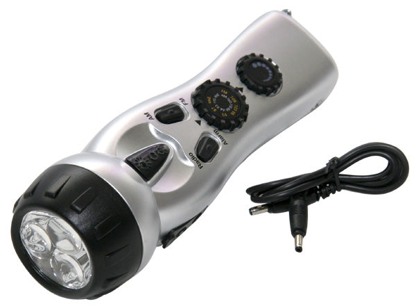 Dynamo Flashlight with Am/Fm Radio, Siren, and Cell Phone Charger Survival Gear Supply