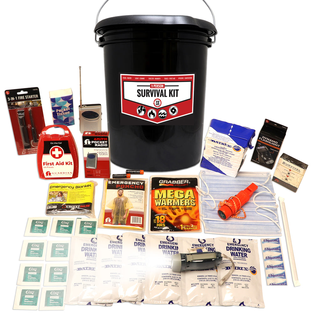 1 Person Necessity Survival Kit, Bucket and Lid