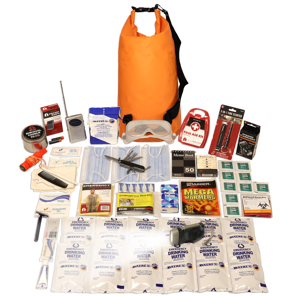 1 Person Essential Survival Kit, Dry Bag.