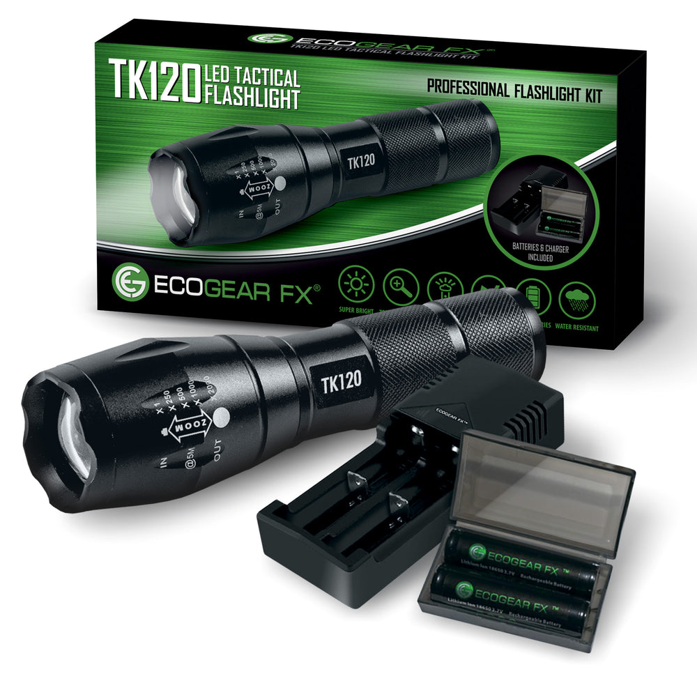 TK120 Professional LED Flashlight Kit with Batteries & Charger.