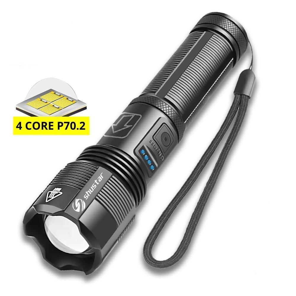 Rechargeable Adjustable Led Flashlights With High Lumen With Battery Display Super Bright Waterproof Flashlight  5 Lighting Modes For Adventure Hiking Camping Hunting New Design.