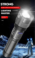 Rechargeable Adjustable Led Flashlights With High Lumen With Battery Display Super Bright Waterproof Flashlight  5 Lighting Modes For Adventure Hiking Camping Hunting New Design.