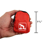 CPR Red Beltloop Keychain Backpack with Faceshield, Gloves, and Cleansing Wipes.