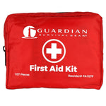 107 Piece Soft Case First Aid Kit, Sturdy Zippered Nylon Canvas Carry Bag