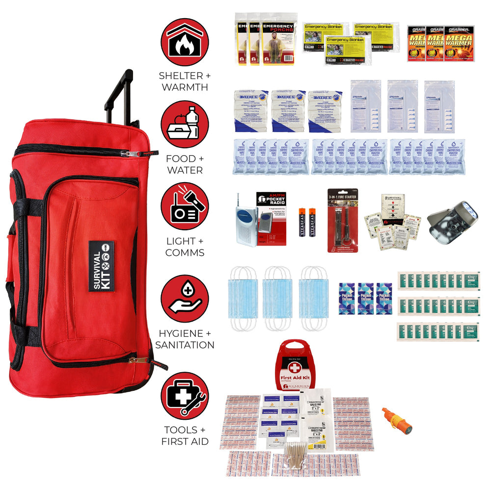 3 Person Necessity Survival Kit, Rolling Bag
