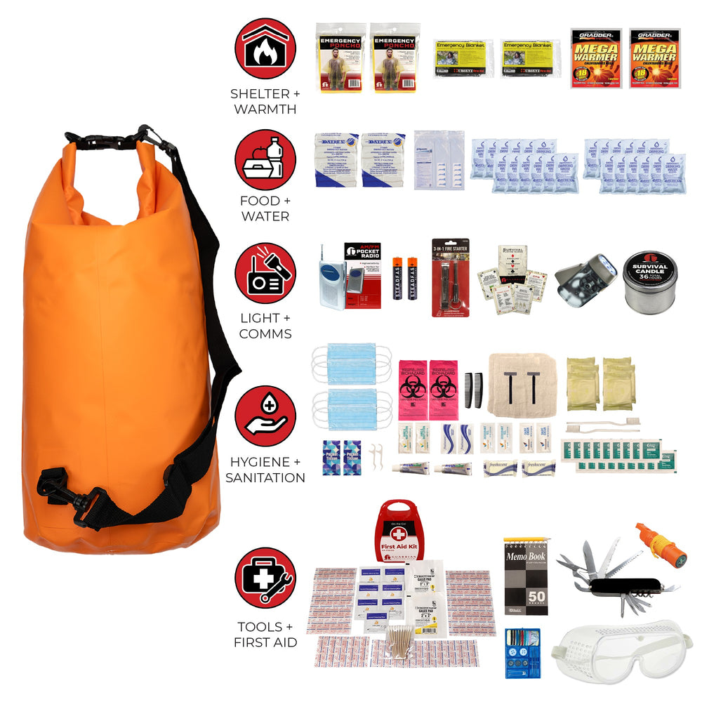 2 Person Essential Survival Kit, Dry Bag